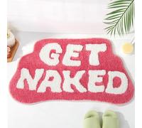 DyeFury Irregular Shaped Get Naked Bath Mat Hot Pink - Fun Bath mat, Small Preppy Bathroom Decor, Funny Aesthetic Bathroom Rugs for Apartmen Decor, Non-Slip Hot Pink Bath Rugs for Girls 31" x 18"