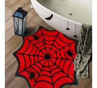DyeFury ' ' Red Spider Web Bath Mat for Bathroom Large Spider Web Rugs for Boys Bedroom Decor, Marvel Rug, Gothic Cute Halloween Decoration Black Red Bloody Mat Kids Area Rugs
