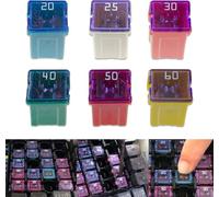 DYEKNEE 6 PCS Car Fuse Tall Box Kit, 20A 25A 30A 40A 50A 60A Six Specifications 32V Square Blade Fuse, Multi-Function Cigarette Lighter Fan Fuse, Cars Trucks SUVs Repair Parts (Multicolored)