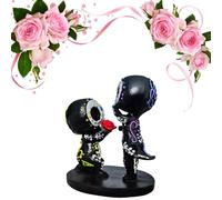 DYFCNP Sugar Skull Decor, Sugar Skull Couple Statue,Dia De Los Muertos Decor, Halloween Desk Decor,Day of The Dead Decorations for Home,Sugar Skull Figurine Gift for Women (B)