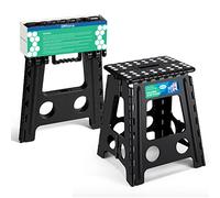 Dyforce 16 Inch Folding Step Stool 400lbs Capacity Sturdy Plastic Foldable Step Stools for Adults Stepping Stool with Handle Easy to Carry Handle Folding Stool Ideal for Kitchen (Black 1PC)