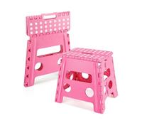 Dyforce Non-Slip Folding Step Stool - 13 inch Height Heavy Duty Foldable Stool for Adults Kids, Plastic Step Stool Camping Stepping Stool - Pink