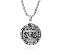 DYFUHO Horus Eye Evil Eyes Amulet Necklace Magical Lucky Symbols Horus Eye Titanium Medal Necklace Women Men