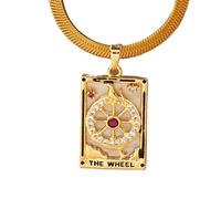 DYFUHO Tarot Card The Wheel of Fortune Major Arcana Tarot,Miraculous Medallion Amulet Talisman Tarot Necklace