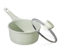 DYGG 1.5L/16 cm Non Stick Sauce Pan with Lid, Induction Compatible Saucepan PFOA/PFAS Free | Granite Coating & Dishwasher Safe | Multipurpose Pot for Soup, Pasta, Cooking - Green Granite