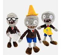 Dyharnsty 3Pcs Plants vs Zombies Plush Toys: Ducky Zombie, Newspaper Conehead Zombie, Soft Figure Doll PVZ Plush 11" & 13"
