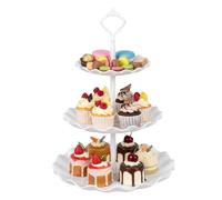 DYHNQE 3 Tier Cake Stand, White Cupcake Stand Plastic Afternoon Tea Stands Tiered Cake Stands for Party Weddings Birthdays