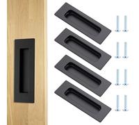 DYHNQE 4PCS Sliding Door Handles, 143mm Recessed Bifold Door Handle Pocket Doors Handles Flush Finger Pull Cupboard Handle with Hidden Screws for Barn Closet Cabinet Doors