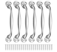 DYHNQE 6PCS Doors Pull Handles, 130 mm/5 in Silver Sliding Barn Door Handles Retro Bow Shaped Hot Bed Handle with Screws for Garden Gate Garage Shed Wardrobe Cabinets Door Handle