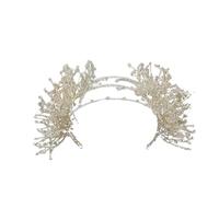 DYHWAC Bridal Handmade Multi-layer Crystal Beaded Headband Crown Earrings Set Wedding Accessories
