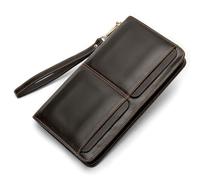 DYHWAC Men Genuine Leather Wallet Blocking Credit Card Holder(Argento)