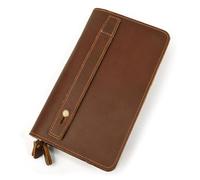 DYHWAC Retro Men's Handheld Wallet Mad Horse Skin Layer Zipper Wallet with Multiple Heading Layers of Genuine Leather