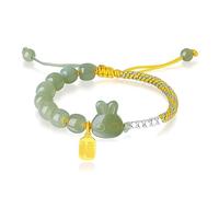 DYHWAC This Life Year Transfer Hand String Female Country Wind Broken Silver and Tian Jade Woven Rope