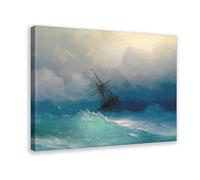 DYHXA Ivan Aivazovsky Ship on Stormy Seas. Painting. Nautical Wall Canvas Wall Art Posters And Prints Room Aesthetic Bedroom Office Decor 16x24inch(40x60cm)