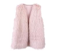 Dyhxuan Fur Vest Women's Autumn Winter Plush Vest Elegant Sleeveless Fur Jacket V-Neck Fur Vest Open Front Faux Fur Cardigan Fashionable Faux Fur Jacket, pink, L