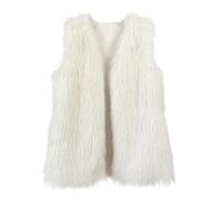 Dyhxuan Fur Vest Women's Autumn Winter Plush Vest Elegant Sleeveless Fur Jacket V-Neck Fur Vest Open Front Faux Fur Cardigan Fashionable Faux Fur Jacket, White, M
