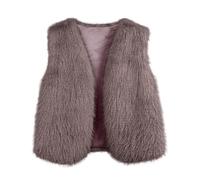 Dyhxuan Fur Vest Women's Elegant Sleeveless Fur Jacket Open Front V-Neck Vest Fluffy Faux Fur Vests Faux Fur Vest Plush Vest, coffee, L