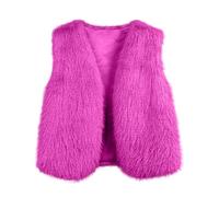 Dyhxuan Fur Vest Women's Elegant Sleeveless Fur Jacket Open Front V-Neck Vest Fluffy Faux Fur Vests Faux Fur Vest Plush Vest, P-ink, M