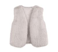 Dyhxuan Fur Vest Women's Elegant Sleeveless Fur Jacket Open Front V-Neck Vest Fluffy Faux Fur Vests Faux Fur Vest Plush Vest, beige, S