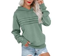 Dyhxuan Hoodie Women's Oversize Elegant Pullover with Pleated Plain Sweatshirt with Hood Casual Long Sleeve Hoodie Autumn Long Sleeve Cotton Hoodie Jumper Casual Hoodie for Women, Green, S
