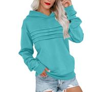 Dyhxuan Hoodie Women's Oversize Elegant Pullover with Pleated Plain Sweatshirt with Hood Casual Long Sleeve Hoodie Autumn Long Sleeve Cotton Hoodie Jumper Casual Hoodie for Women, lightblue, XXL