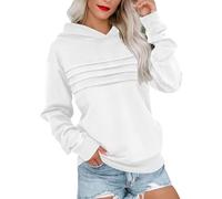 Dyhxuan Hoodie Women's Oversize Elegant Pullover with Pleated Plain Sweatshirt with Hood Casual Long Sleeve Hoodie Autumn Long Sleeve Cotton Hoodie Jumper Casual Hoodie for Women, White, XL