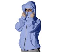 Dyhxuan Hoodie Women's Zip Hoodie with Balaclava Warm Sweatshirt with Hood Windproof Biker Pullover Plain Hoody Long Sleeve Shirt with Pocket, sky blue, S