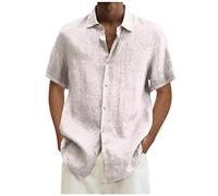 Dyhxuan Linen Shirt Men's Oversize Vintage Plain Long Sleeve Cotton Linen Shirt Long Sleeve Lapel Muslin Shirt Loose Comfortable Casual Shirt Large Sizes Tops Lumberjack Shirt for Men 5XL, #03 White,