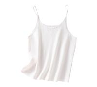 Dyhxuan Muslin Women's Tank Top Sexy Plain Sleeveless Camis Spaghetti Strap Crop Tops Cotton Linen Camisole Summer Crew Neck Vest All-Match Cosy Crop Tops, White, M