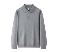 Dyhxuan Polo Shirt Men's Long Sleeve Cotton Polo Shirt Plain Long Sleeve Slim Fit Long Sleeve Tops Button Down Men's Shirt Autumn Winter Pullover Shirts, gray, M
