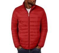 Dyhxuan Quilted Jacket Men's Lightweight Zip Transition Jacket Long Sleeve Winter Jacket Warm Down Jacket with Pocket Leisure Men's Puffer Jacket Men's Jacket, red, XXL