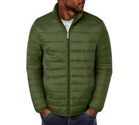 Dyhxuan Quilted Jacket Men's Lightweight Zip Transition Jacket Long Sleeve Winter Jacket Warm Down Jacket with Pocket Leisure Men's Puffer Jacket Men's Jacket, Army Green, S
