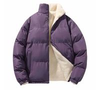 Dyhxuan Quilted Jacket Women's Warm Stand-Up Collar Winter Jacket Fleece Lined Winter Coat Thick Quilted Coat Outdoor Down Jacket Casual Winter Jacket, Purple, S