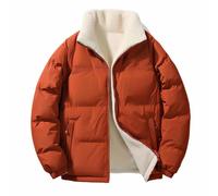 Dyhxuan Quilted Jacket Women's Warm Stand-Up Collar Winter Jacket Fleece Lined Winter Coat Thick Quilted Coat Outdoor Down Jacket Casual Winter Jacket, orange, S