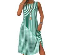 Dyhxuan Summer Dress Women's Striped Patchwork Casual Dresses Sleeveless Tunic Dress Round Neck Beach Dress Casual Tank Dresses