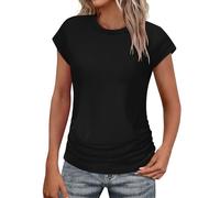 Dyhxuan T-Shirt Women's Summer Basic Plain T-Shirt Crew Neck Short Sleeve Blouse Casual Cotton T-Shirt Lightweight Summer Shirt Regular Fit Versatile Tee Shirt Tops Comfortable Breathable Shirt Tops,
