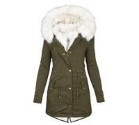 Dyhxuan Winter Jacket Women's Long Parka Jacket Warm Lined Quilted Jacket Fleece Down Jacket with Fur Hood Outdoor Jacket Large Sizes Down Coat Elegant Winter Coat Winter Parka Winter Coat for Women,
