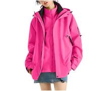 Dyhxuan Women's 3-in-1 Jacket with Fleece Jacket Waterproof Rain Jacket Windproof Warm Winter Jacket Double Jacket Functional Jacket with Hood Autumn Winter Softshell Jacket Transition Jacket, P-ink