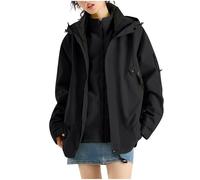 Dyhxuan Women's 3-in-1 Jacket with Fleece Jacket Waterproof Rain Jacket Windproof Warm Winter Jacket Double Jacket Functional Jacket with Hood Autumn Winter Softshell Jacket Transition Jacket, black