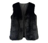 Dyhxuan Women's Elegant Faux Fur Vests Sleeveless V-Neck Fur Jacket Open Front Plush Vest Faux Fur Vest Fluffy Fur Coat Warm Women's Vest, black, S