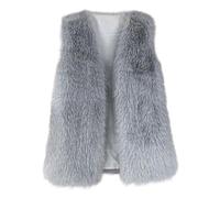 Dyhxuan Women's Elegant Faux Fur Vests Sleeveless V-Neck Fur Jacket Open Front Plush Vest Faux Fur Vest Fluffy Fur Coat Warm Women's Vest, gray, L