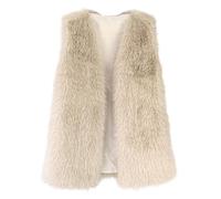 Dyhxuan Women's Elegant Faux Fur Vests Sleeveless V-Neck Fur Jacket Open Front Plush Vest Faux Fur Vest Fluffy Fur Coat Warm Women's Vest, beige, L