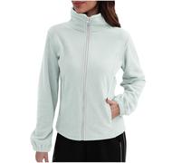 Dyhxuan Women's Fleece Jacket with Full Zip Soft Polar Fleece Jacket Fit Sports Jacket Casual Long Sleeve Sweat Jacket Plain Stand-Up Collar Autumn Jacket Warm Women's Jackets for Transition, Mint