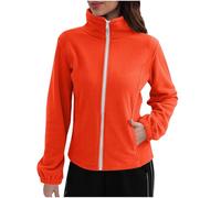 Dyhxuan Women's Fleece Jacket with Full Zip Soft Polar Fleece Jacket Fit Sports Jacket Casual Long Sleeve Sweat Jacket Plain Stand-Up Collar Autumn Jacket Warm Women's Jackets for Transition, red, L
