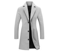 Dyhxuan Wool Coat Women's Knee-Length Trench Coat Plain Turn-Down Collar Coat Single Breasted Blazer Jacket Elegant Transition Jacket Medium Length Wool Jacket S-5XL, gray, M