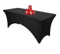 DYIMEZI 10FT Black Spandex Table Cloth 120 x 30 Inch Rectangular Stretch Tablecloth, Wrinkle Resistant Scretch Table Cover for Party Banquet Wedding Christmas