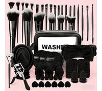 DYIMEZI 68Pcs Makeup Brushes Set Premium Makeup Kit with Case Premium Synthetic for Foundation Concealer Blush Eyeshadow Powder Contour Makeup Brush Kit Face Eye Make up Brushes & Tools (Black)