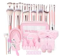 DYIMEZI 68Pcs Makeup Brushes Set Premium Makeup Kit with Case Premium Synthetic for Foundation Concealer Blush Eyeshadow Powder Contour Makeup Brush Kit Face Eye Make up Brushes & Tools (Pink)