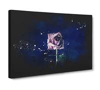 Dying Purple Rose Paint Splash Canvas Print | Gallery Wrapped 30mm Frame Wall Art | 24x16 inches | Ready to Hang | Modern Floral Picture | Living Room Bedroom Lounge Office