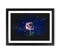 Dying Purple Rose Paint Splash Modern Art Framed Print | A4 Black Framed Wall Art | Ready to Hang | Modern Floral Picture | Living Room Bedroom Lounge Office